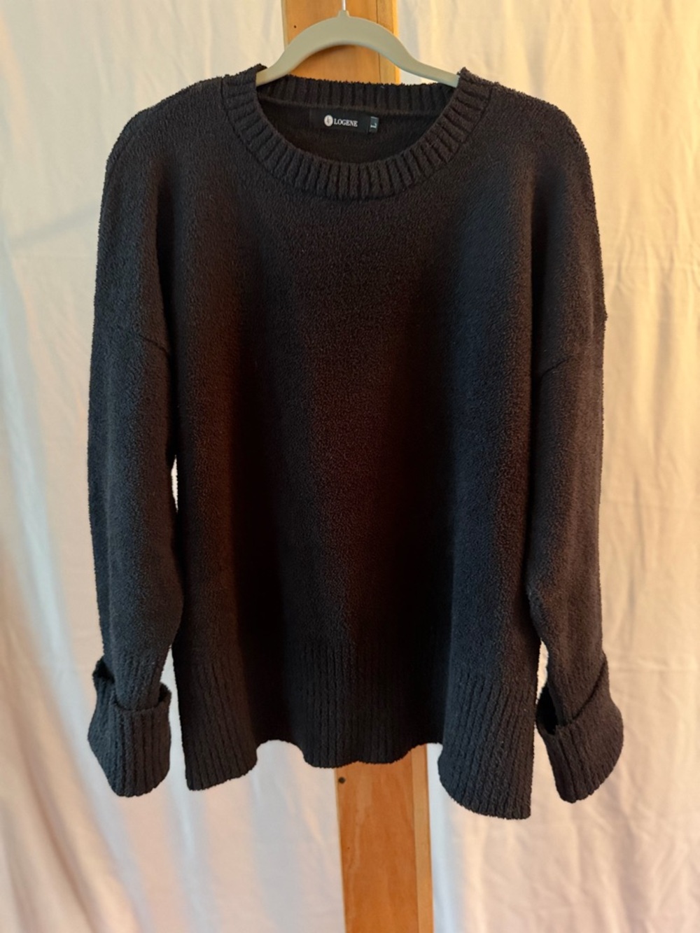 Logene Black Relaxed Crewneck Sweater